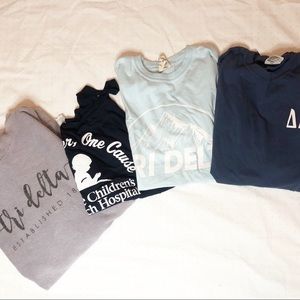 BUNDLE! Tri Delta Set of 4 Shirts Small & Medium